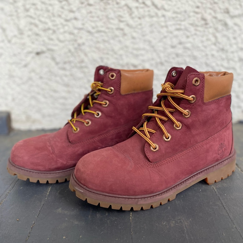 Maroon(ish) Timberlands size 9 women’s, 7 men’s